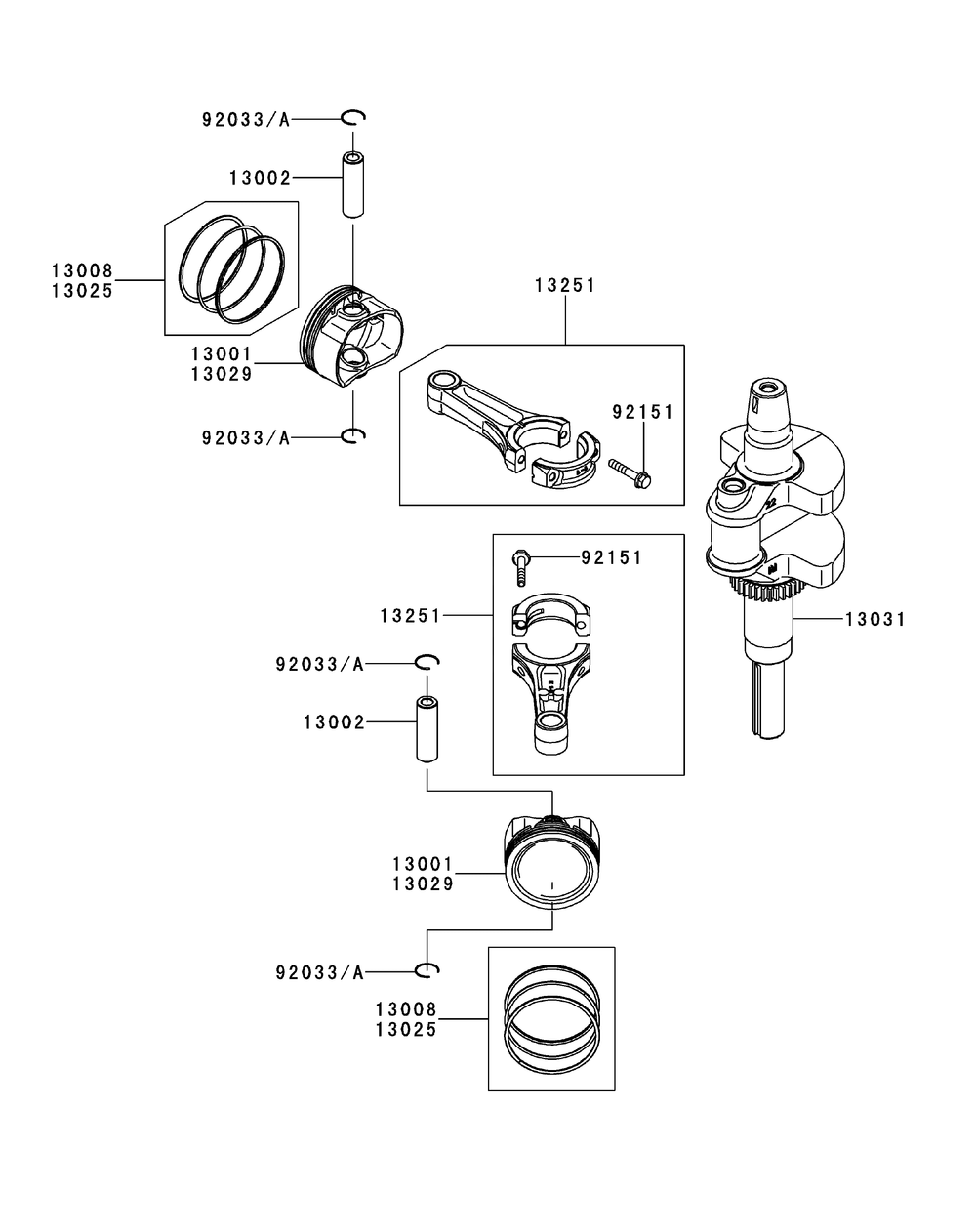 Kawasaki Fr730v-As05 Piston And Crankshaft Diagram and Parts List for Z-FORCELZ54 (17AIDAGC-17AIDAGC010)(2014) Cub Cadet Lawn Tractor